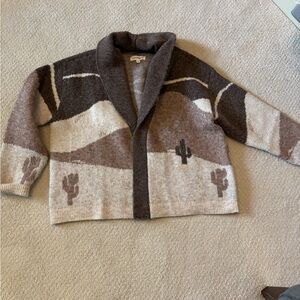 Lucky Brand Brown & Cream Cozy Knit Cardigan